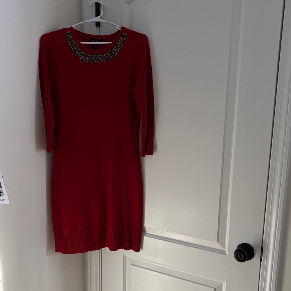 Macy's Chic Red Long Sleeve Dress